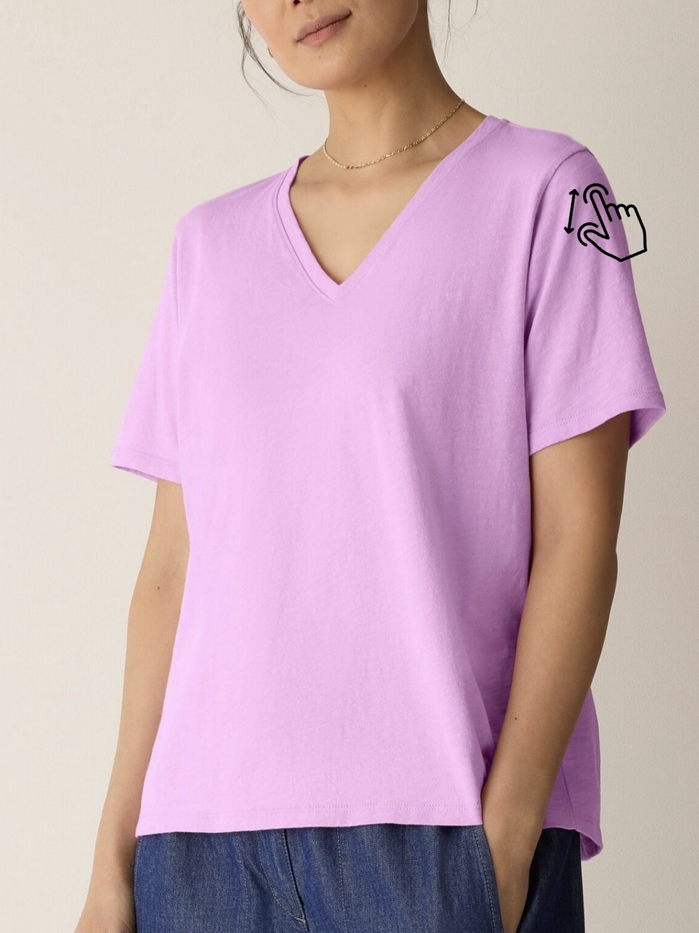 Eileen Fisher Soft V-Neck Short Sleeve Top in Lilac